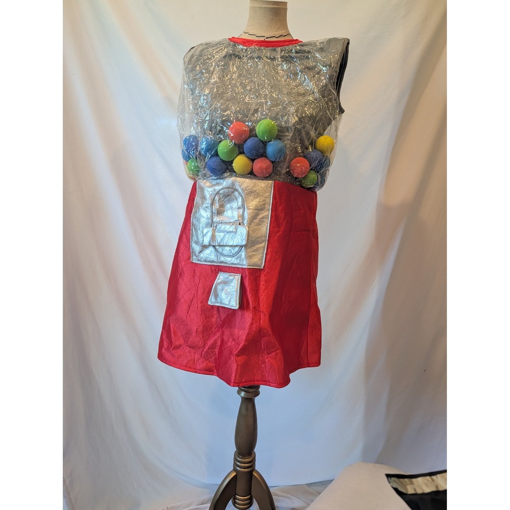 Dress Up America Kids Gumball Machine Costume Red Silver Size Large 12-14